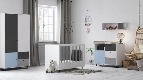 Chambre CONCEPT lit 60x120+commode+armoire Bleu - VOX