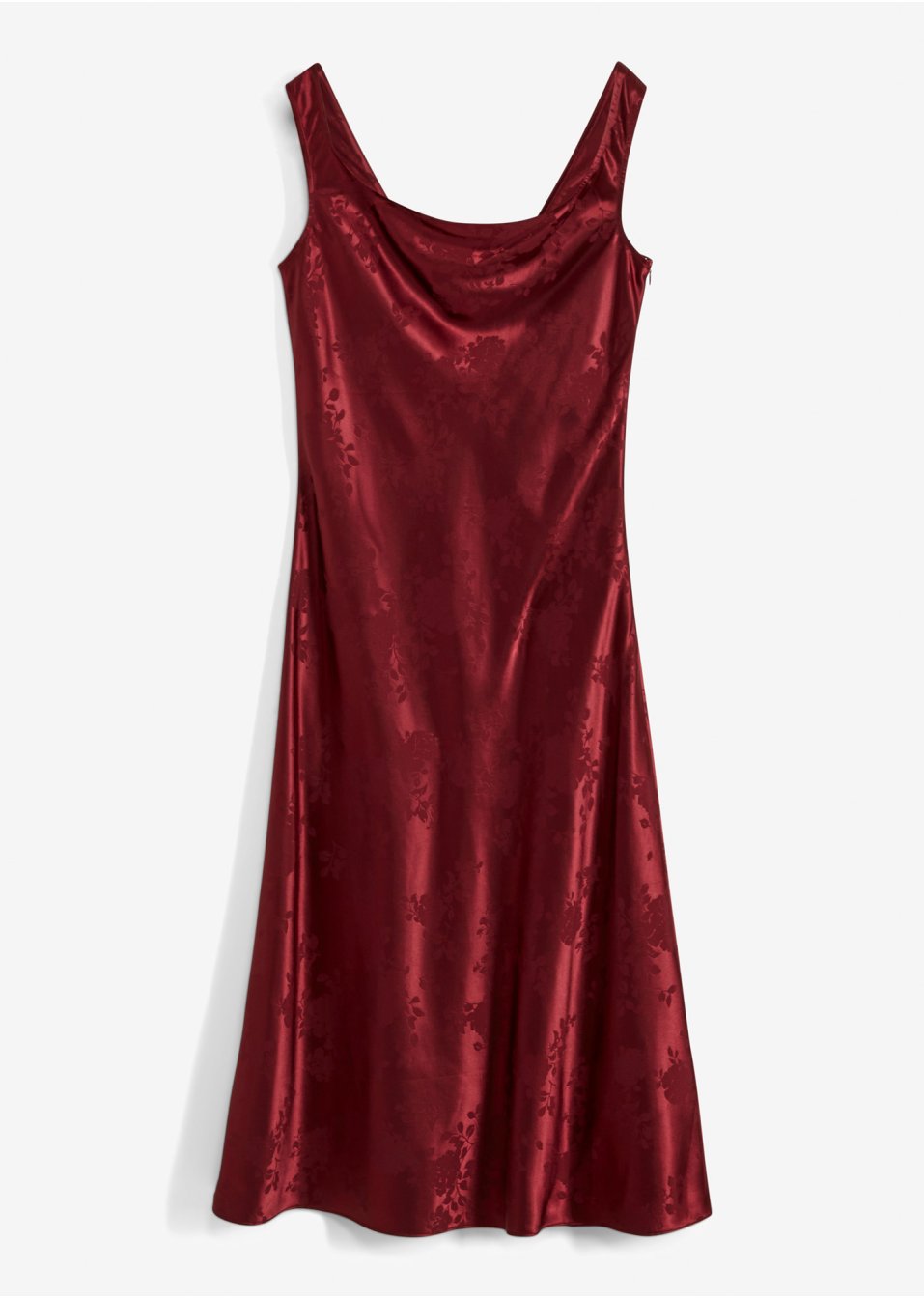 Robe midi en satin avec encolure bénitier