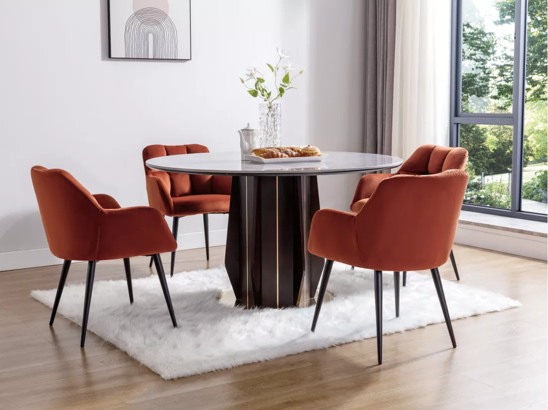 Lot de 6 chaises avec accoudoirs en velours et métal - Terracotta - PEGA de PASCAL MORABITO
