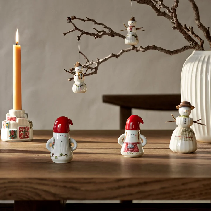 Kähler Design - Christmas Father Elf Weihnachtsfigur, Ø 6 cm, weiss / mehrfarben