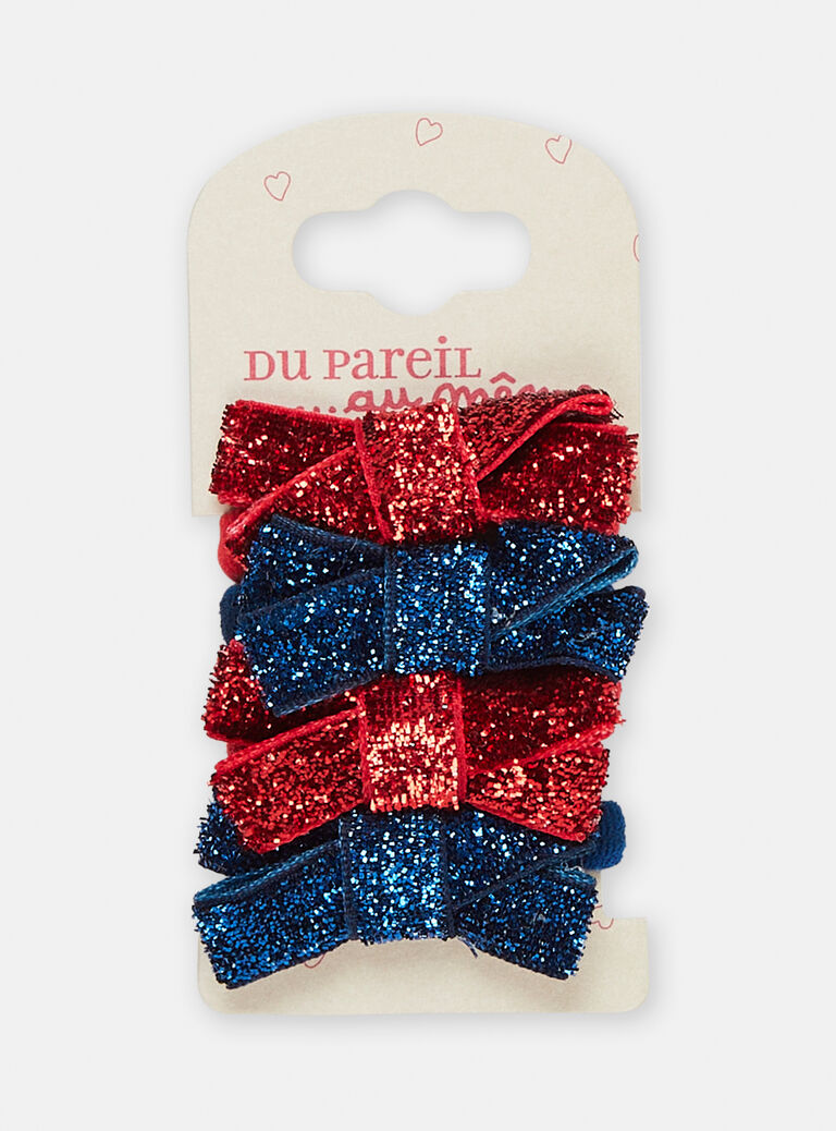 Lot de 4 élastiques à nuds brillants pour filles