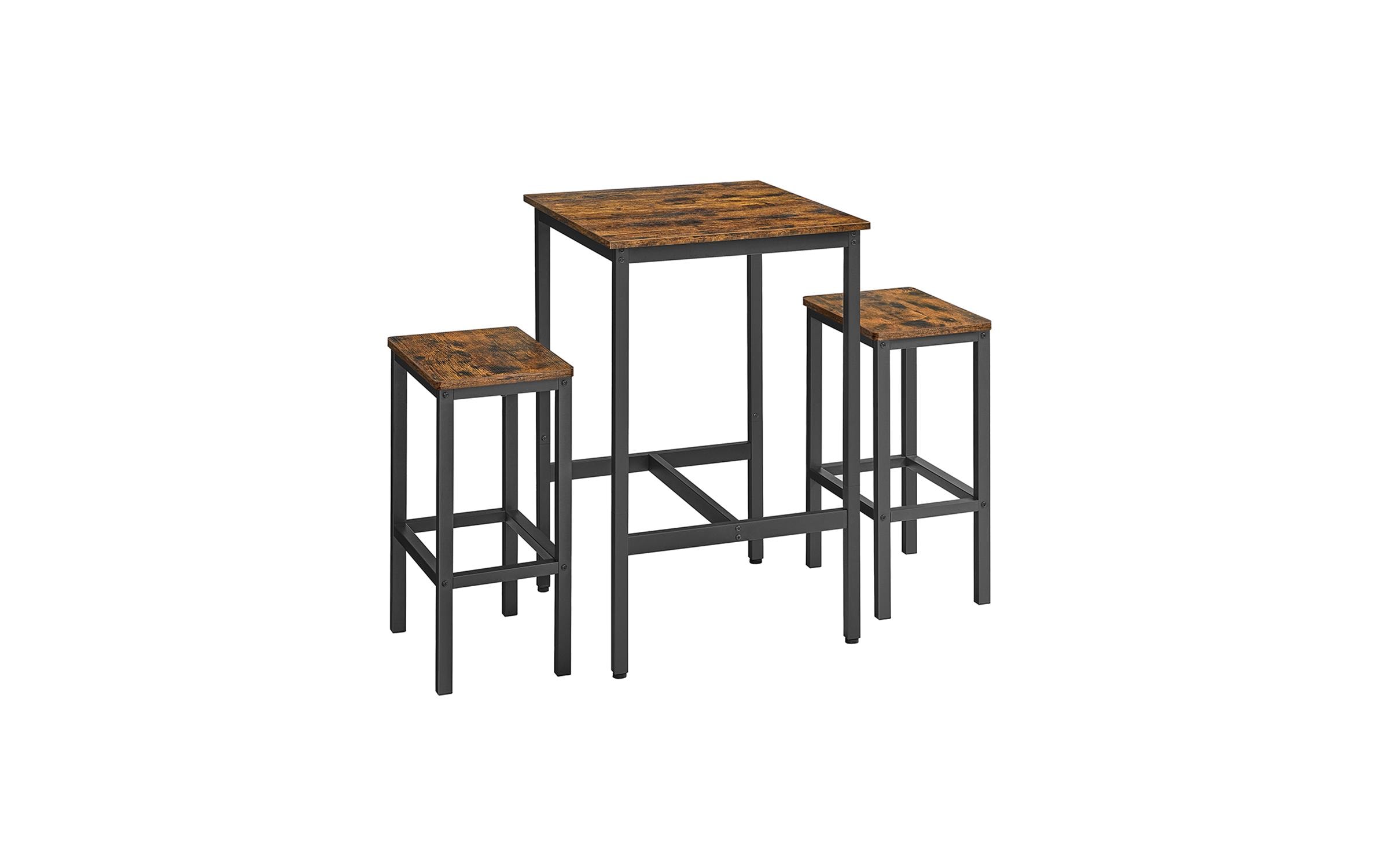 Bar-Tisch-Set, Vintagebraun / Schwarz<br>Bartisch mit zwei Hocker