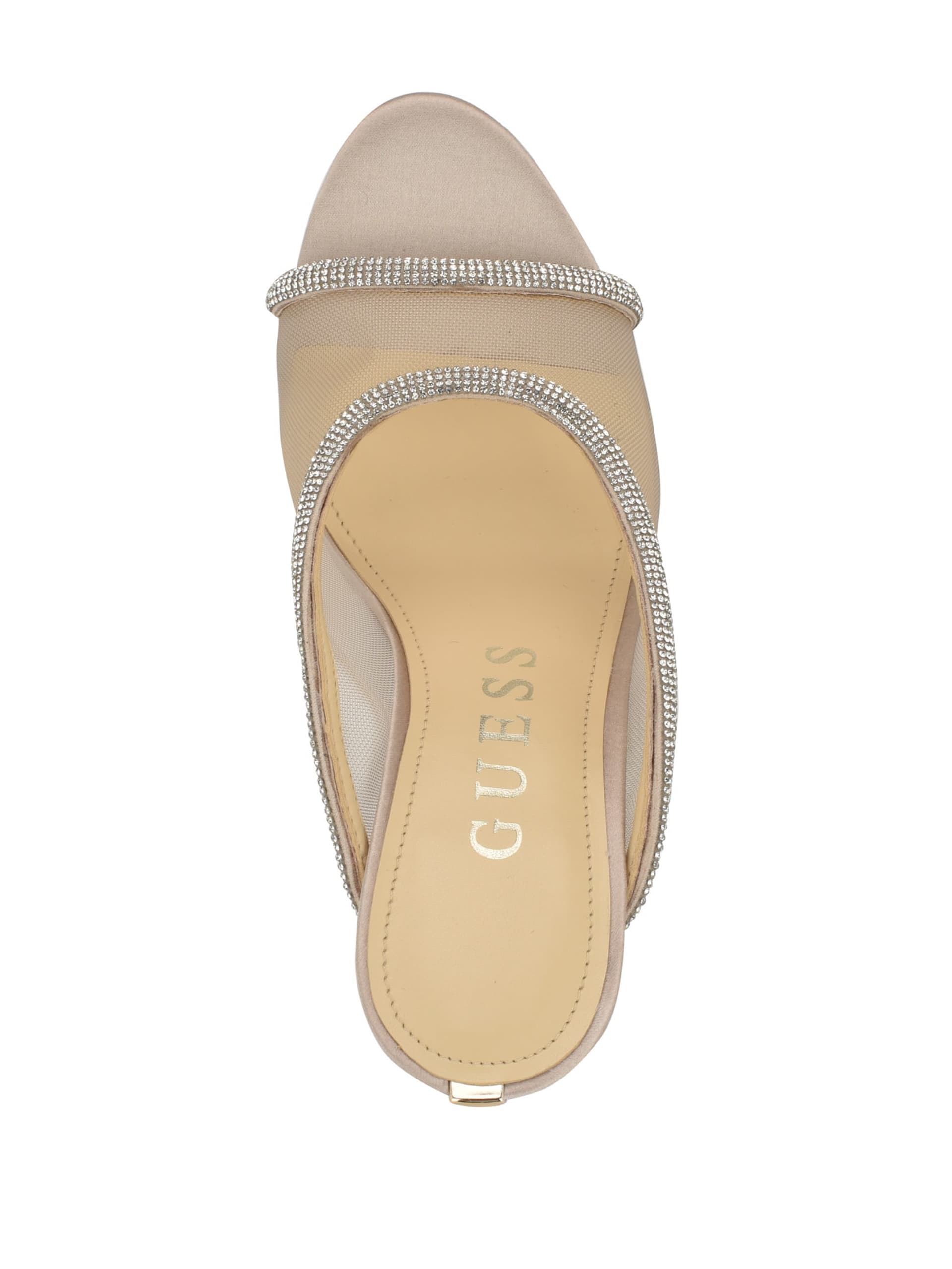 Sapatos de salto alto Mansa com strass e tela