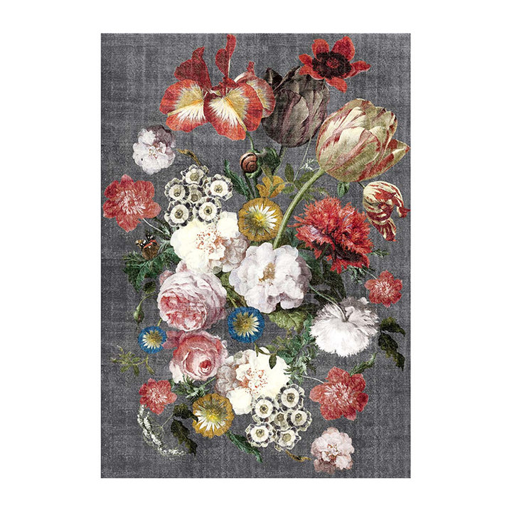 Bloemen vloerkleed - Fleur Grijs | Kleurrijk