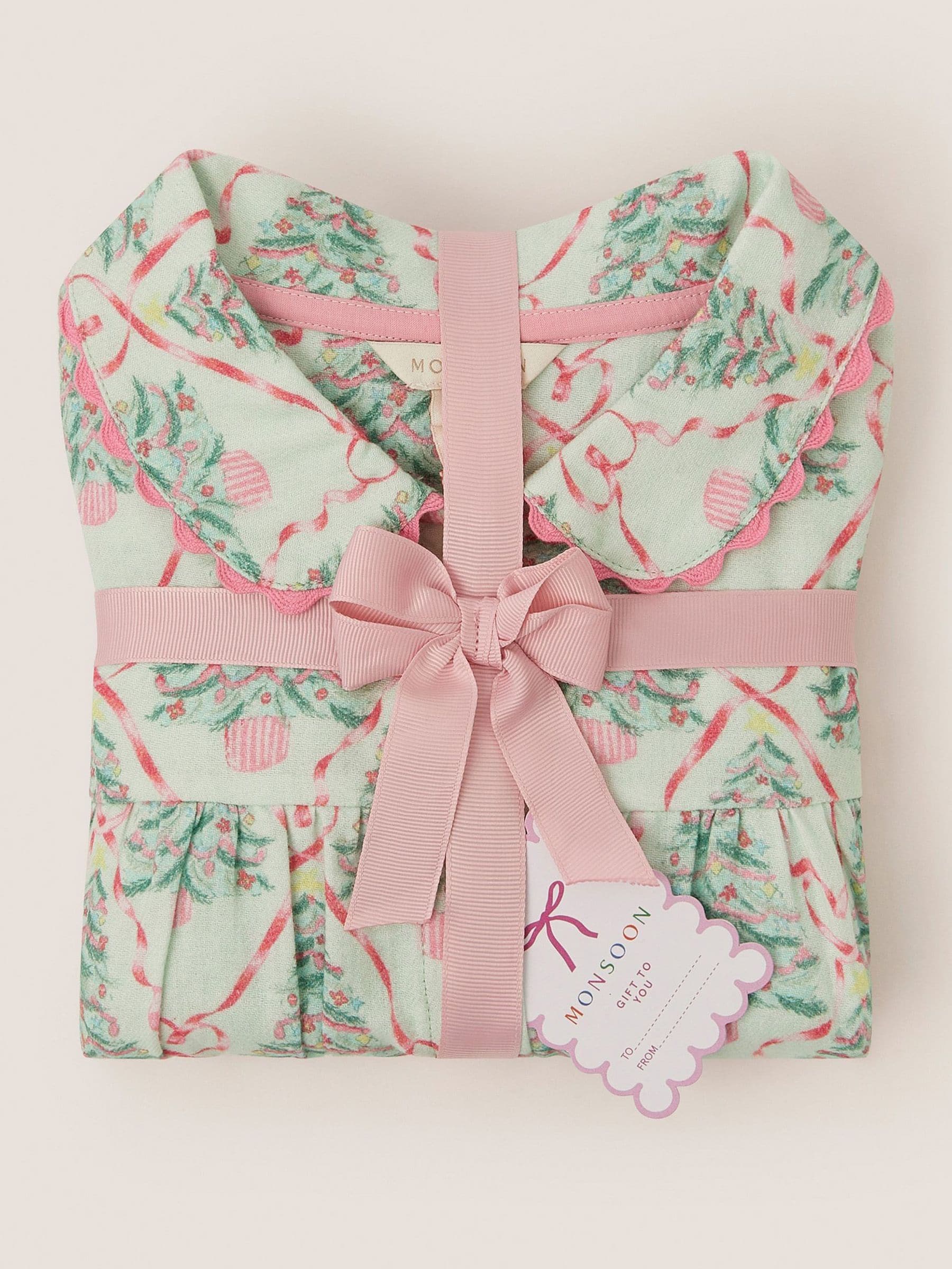Monsoon lange pyjama met kerstboomprint