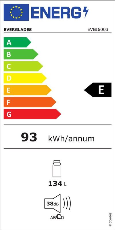 Everglades EVBI6003 - Inbouw Koelkast - 134 Liter - Sleep Deur - 5 Jaar Garantie