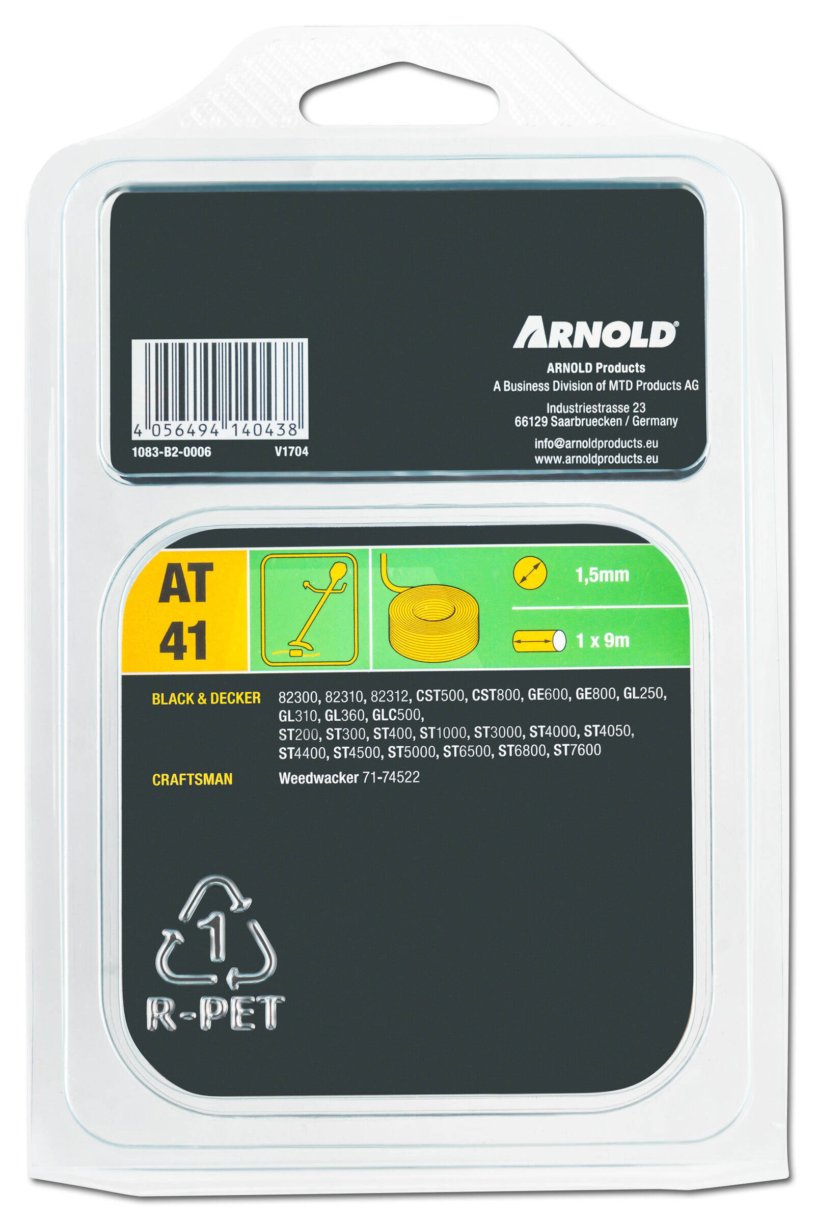 Arnold AT41 1.5mmx9m - Trimmerspoel - 9 Meter - 900 cm