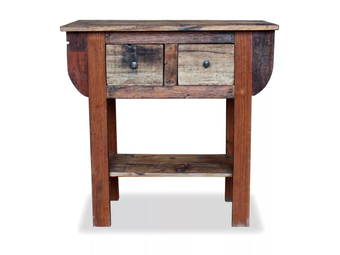 Table console Bois de récupération massif 80 x 35 x 80 cm