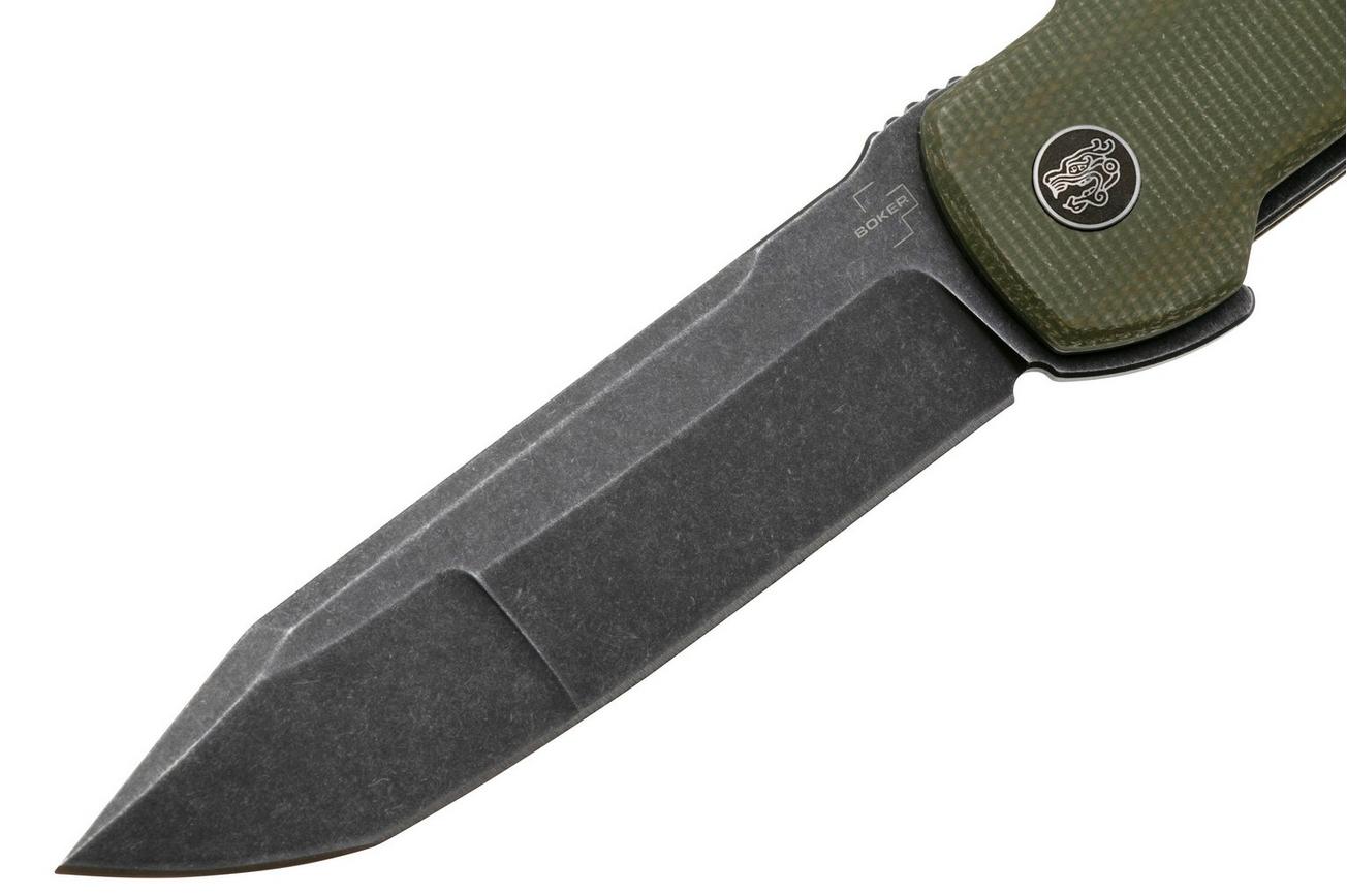 Böker Plus Tac-Master 01BO889, Blackwashed Nitro-V, OD-Green Micarta zakmes, Bob Terzuola design