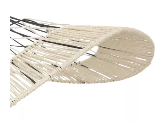 Luminaire Suspension en métal Noir et corde Beige L 75 cm