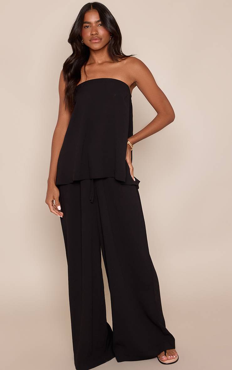 Noir Top Bandeau Long En Gaze Co-ord