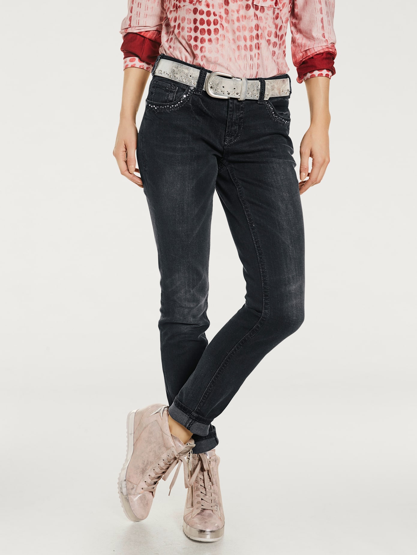 Jeans effet ventre plat coupe skinny
