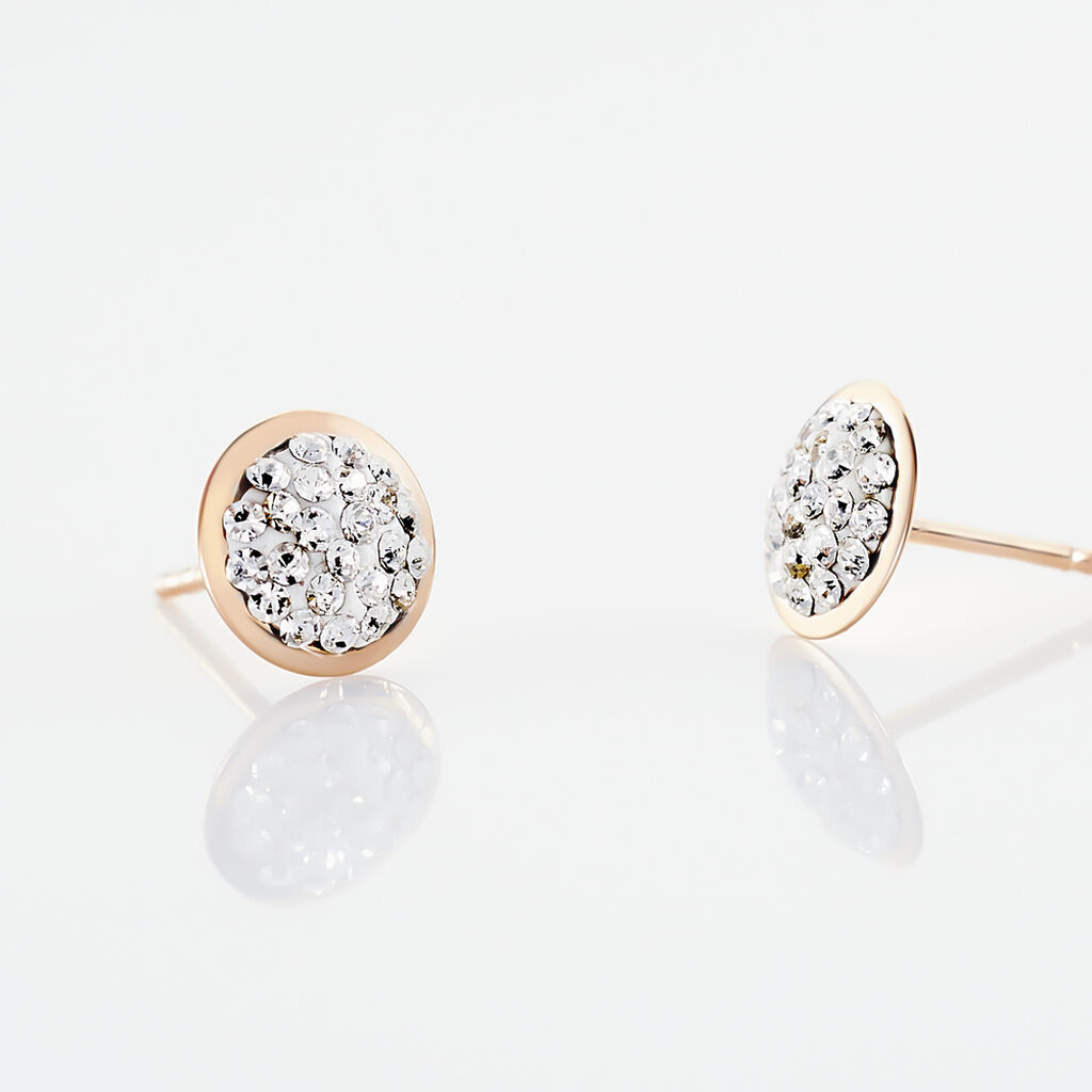 Boucles D'oreilles Puces Edmee Cercle 0 Or Rose Strass