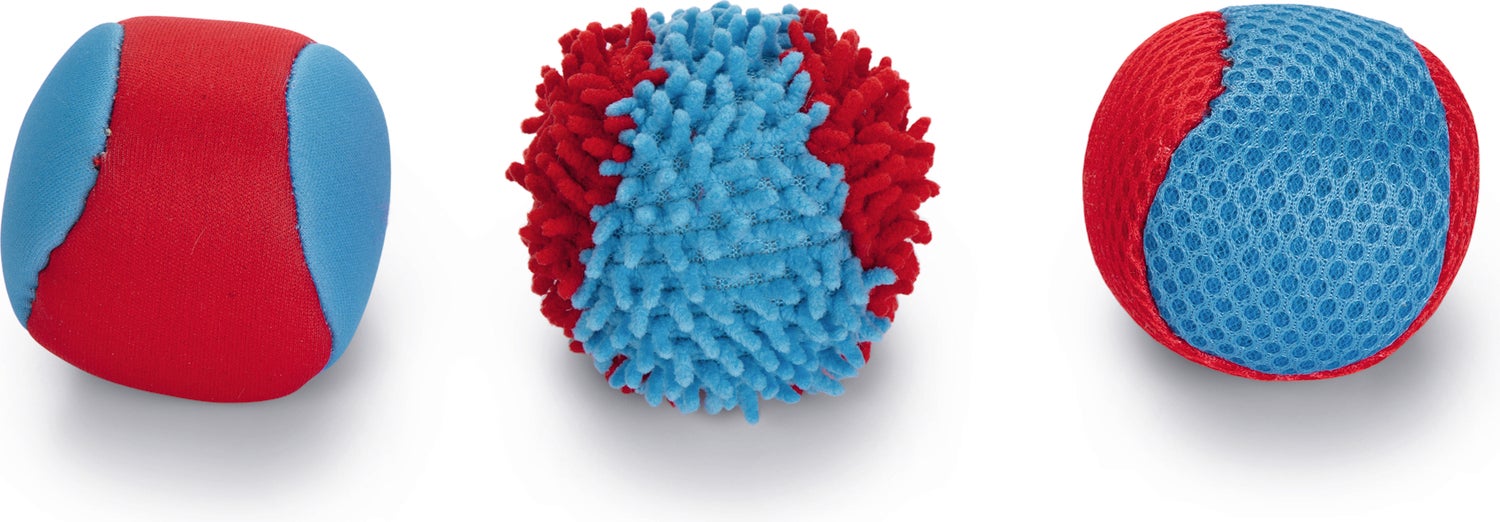 Beeztees hondenspeelgoed Splashbal blauw / rood D 6 cm 3 stuks
