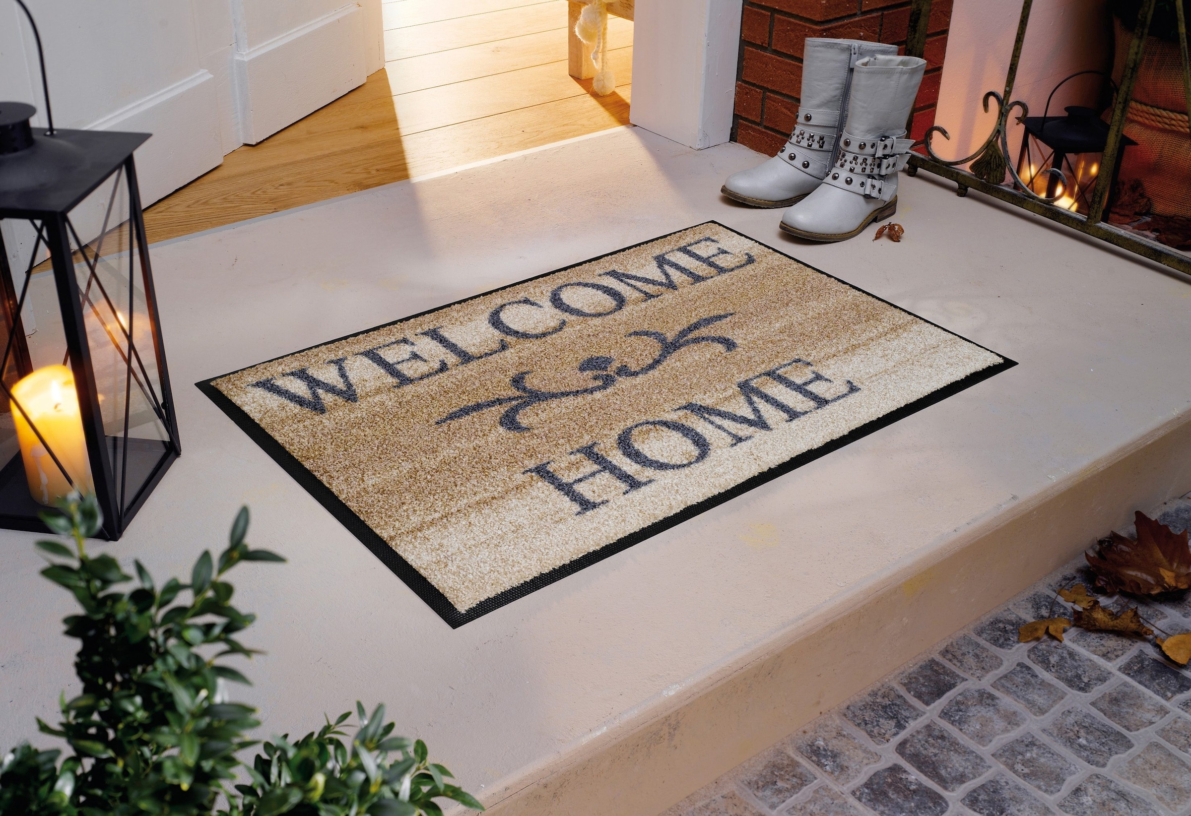wash+dry by Kleen-Tex Fussmatte »Welcome Home« rechteckig 7 mm Höhe Schmutzfangmatte, mit Spruch, In- und Outdoor geeignet, waschbar
