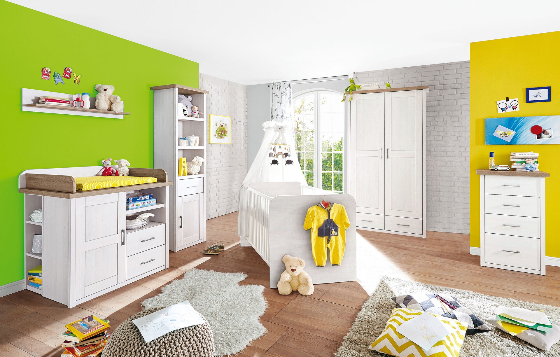 Kleiderschrank Luca Pinie-Optik Weiß/Trüffel 106 x 201 x 55 cm