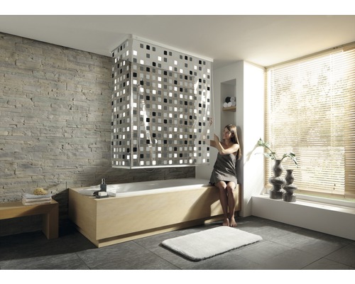 Hoekdouchegordijn met cassette en rolgordijn Kleine Wolke 138 + 62 x 240 cm grijs 110