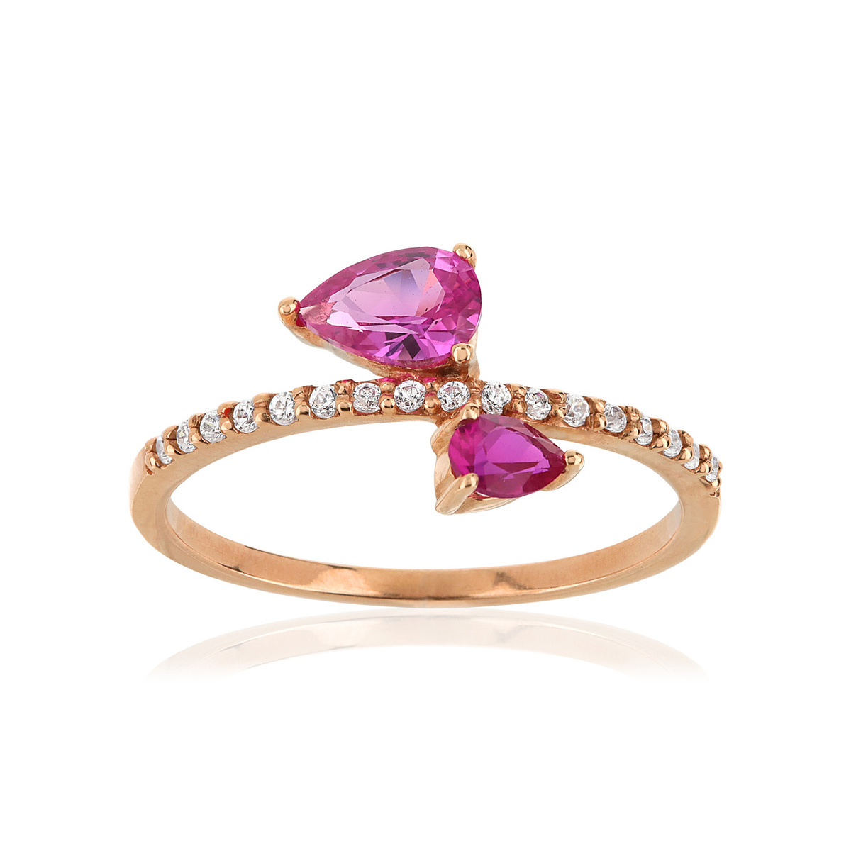 Bague or 375 rose zirconia