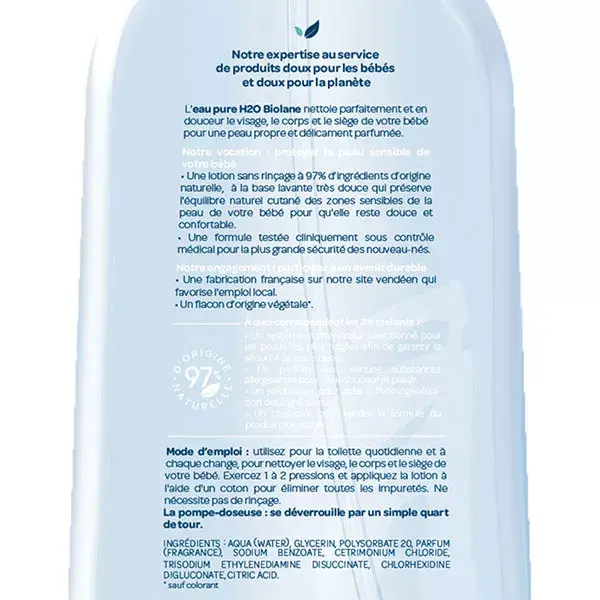 Biolane - Água Pura H2O - Sabonete Facial, Corporal e para a Área da Fralda do Bebê - 350ml