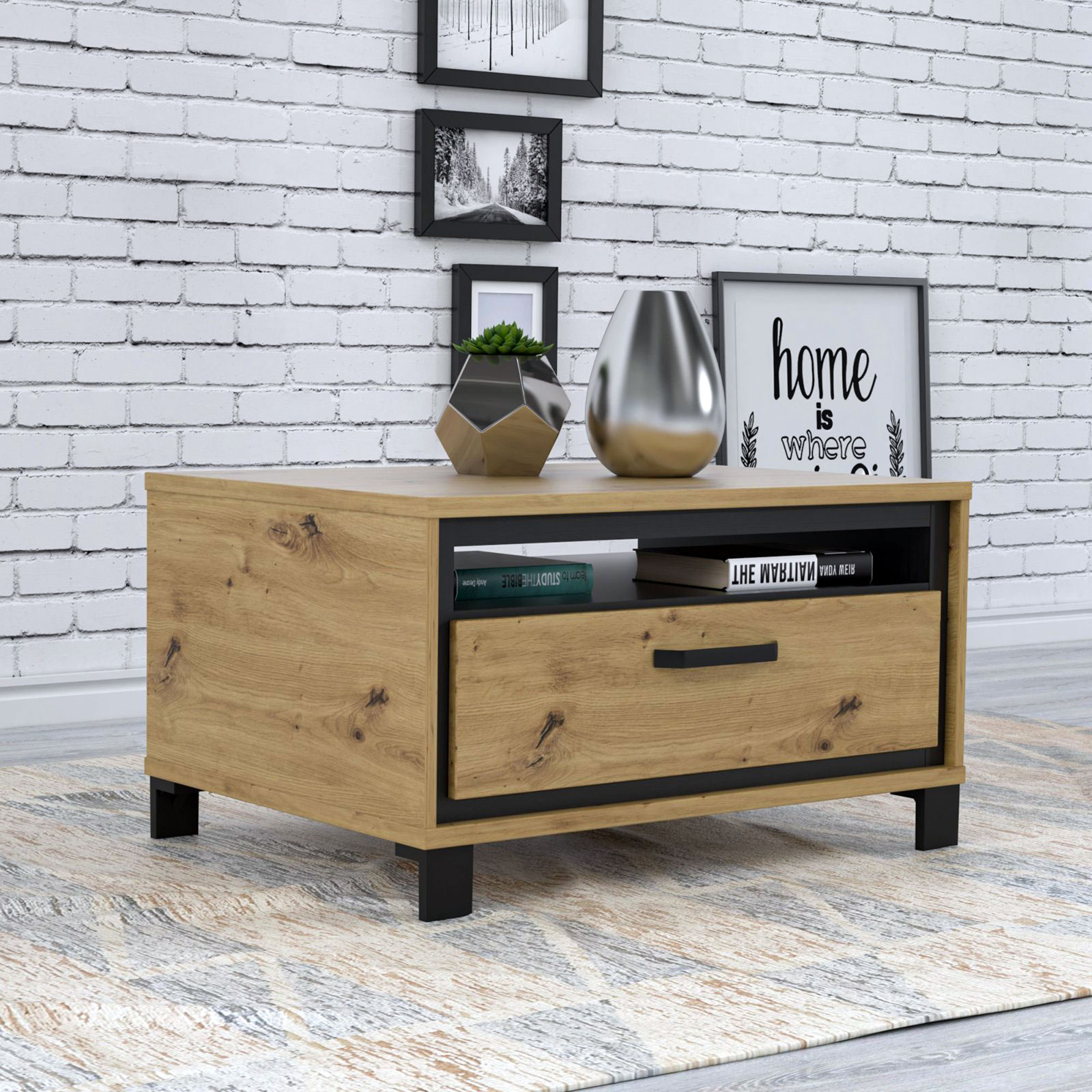 Couchtisch - Artisan Eiche-Schwarzeiche - 80x60 cm