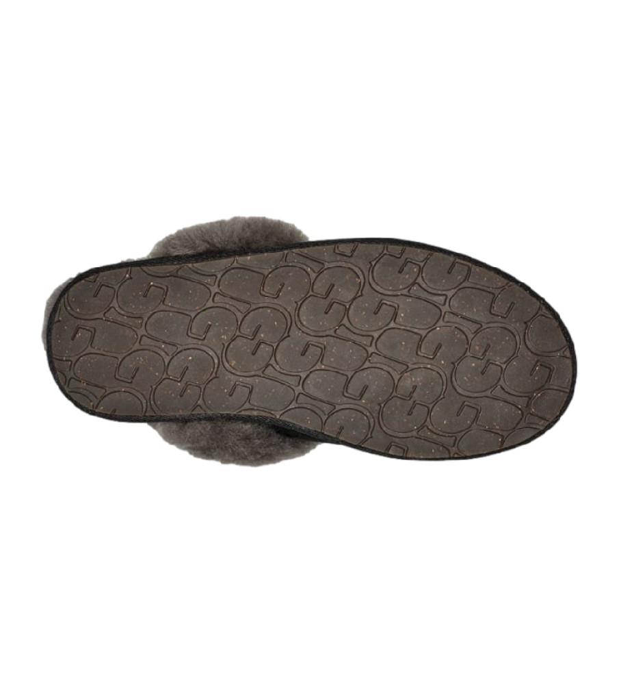 Pantufas UGG Scuffette II de couro para uso doméstico, cinza e preto.