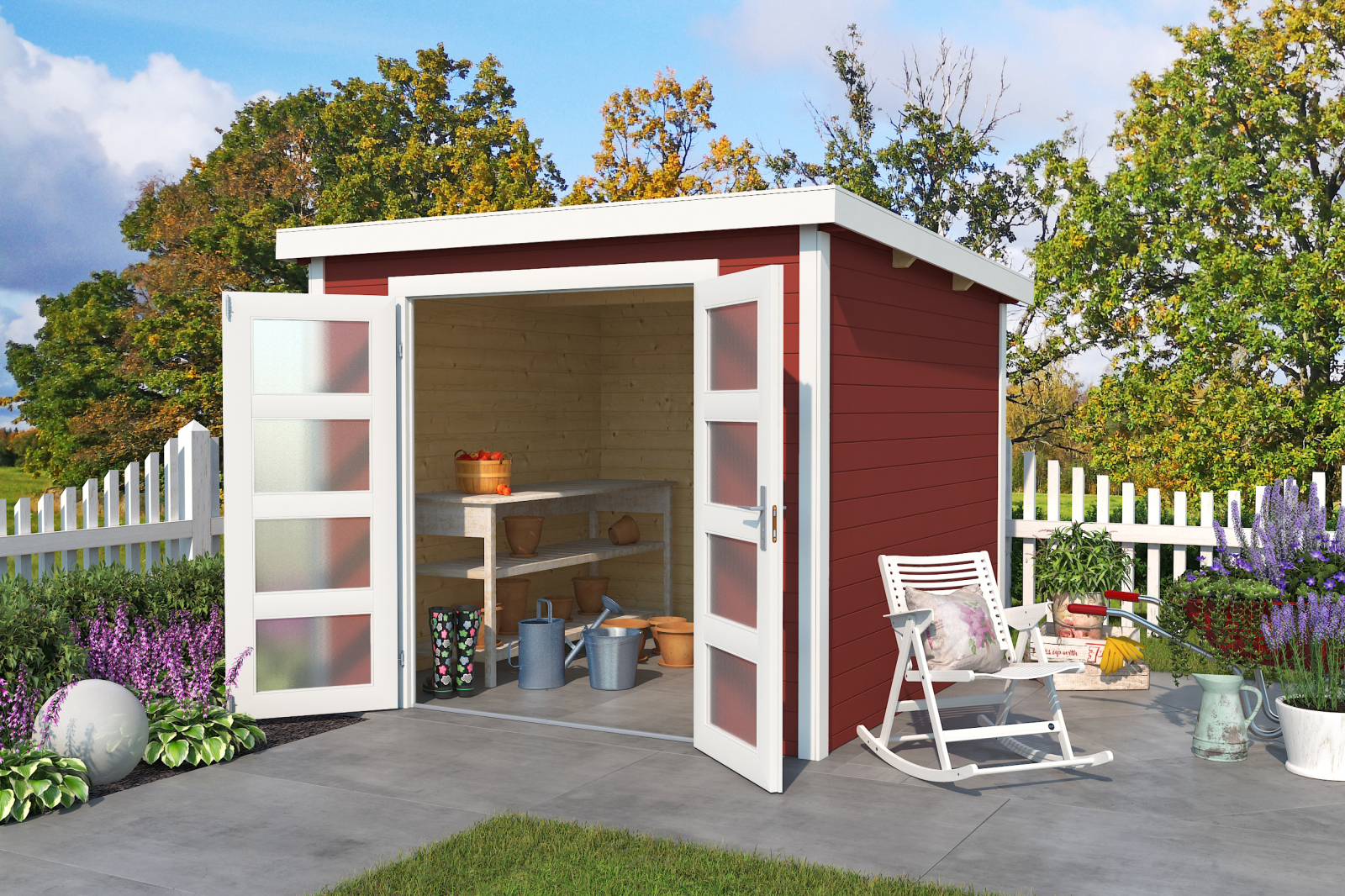 Gartenhaus ZAMBEZI III - schwedenrot - Fichte massiv - 250x200 cm