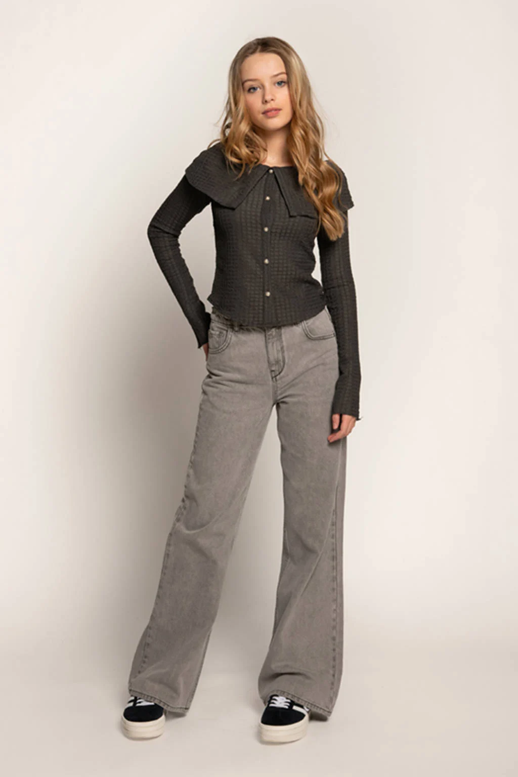Frankie&Liberty wide leg high waist jeans grey denim