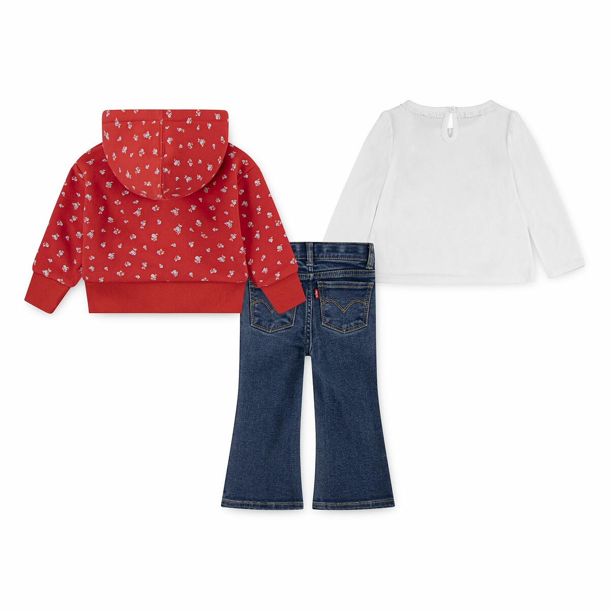LEVI'S KIDS<br>Conjunto de 3 peças: moletom de lã, camiseta e calça jeans