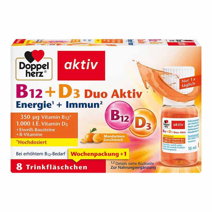 Doppelherz B12 + D3 Duo Aktiv Trinkampullen, 8 St