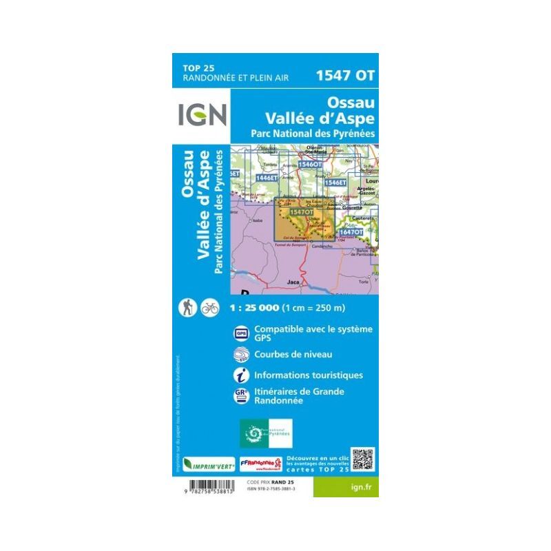 Ossau / Vallée D'Aspe / Parc National des Pyrénées - Carte topographique