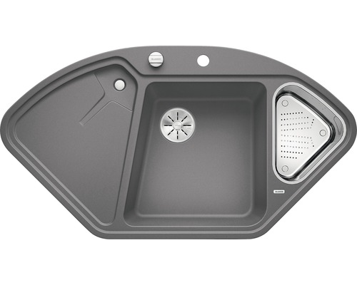 Blanco DELTA II spoelbak 1057 x 575 mm steengrijs 523657 1 bak Met bijzetbak Met afdruipvlak Bak links