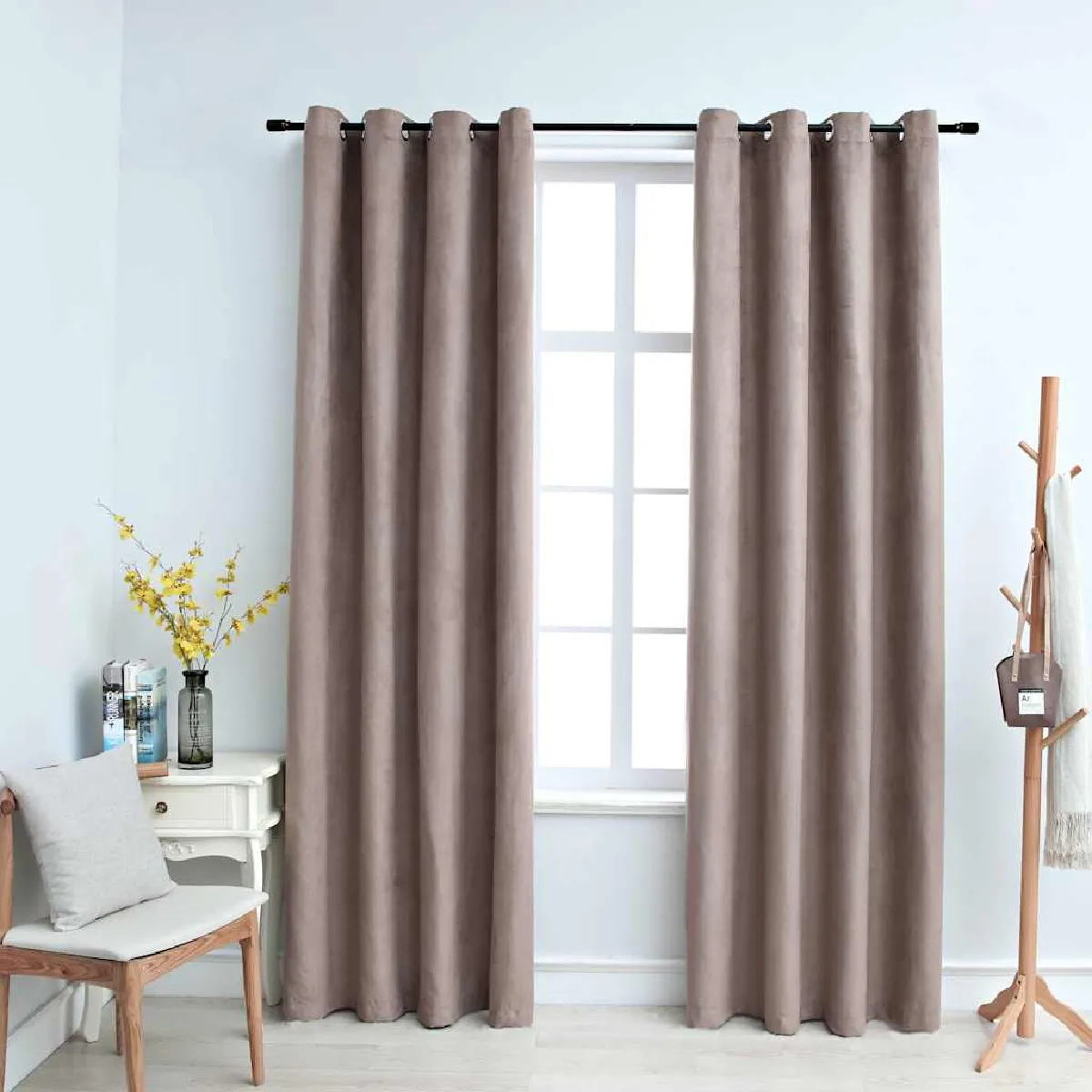 vidaXL - Rideaux occultants 2 pcs Taupe 140x225 cm
