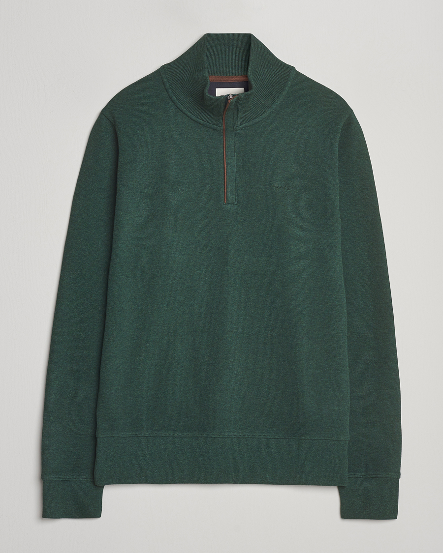 GANT Sacker Rib Half Zip Tartan Green