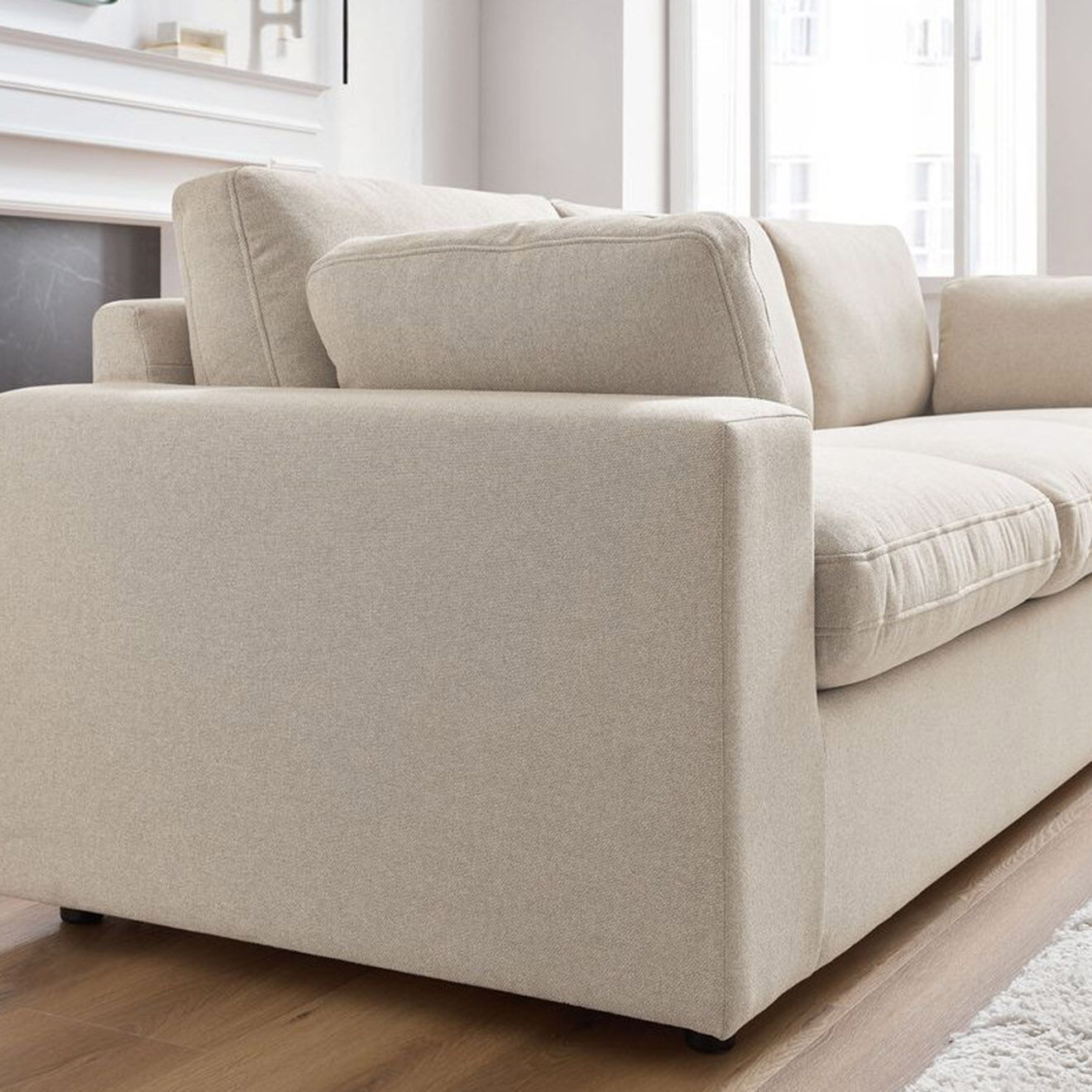 Bobochic Canapé droit fixe 3 places belair beige - 250x93x80 cm