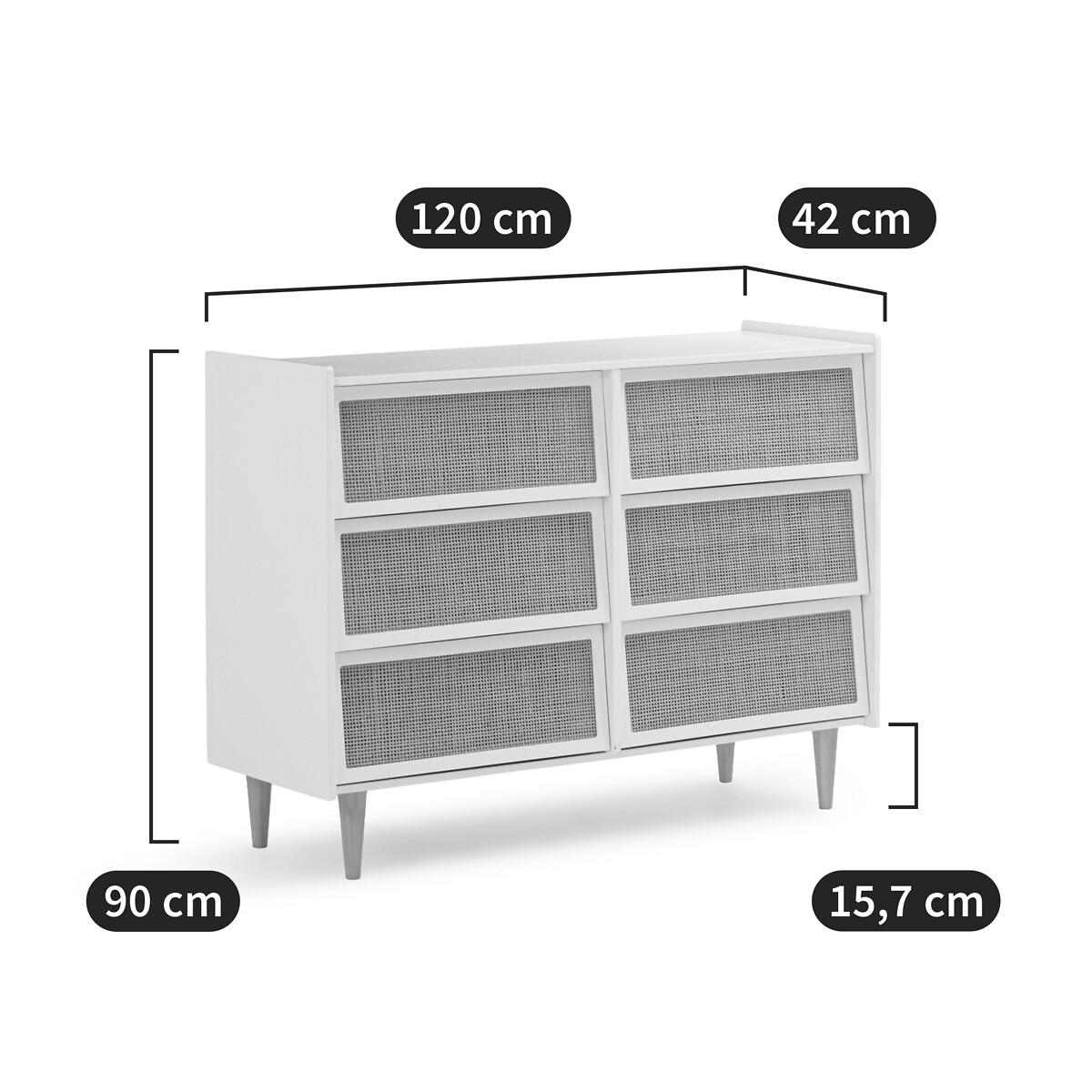 LA REDOUTE INTERIEURS<br>Cômoda com 6 gavetas em rattan, Kaya