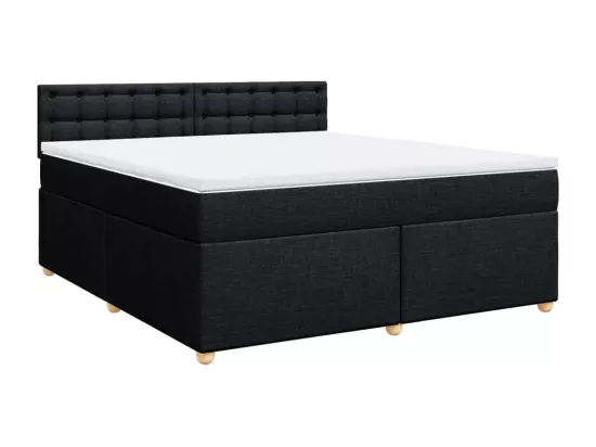 Sommier à lattes de lit avec matelas Noir 180x200 cm Tissu
