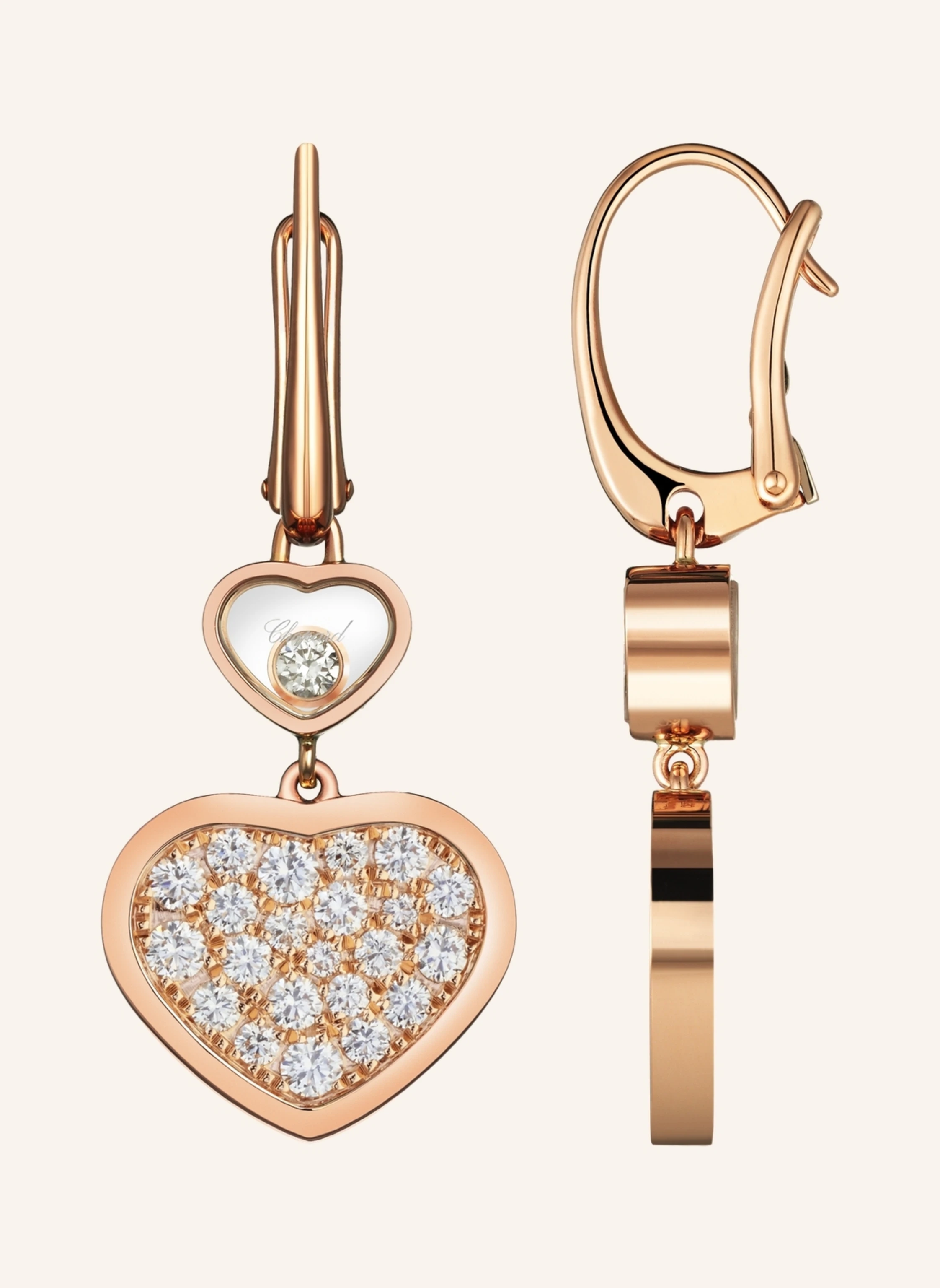 Chopard Ohrring HAPPY HEARTS Ohrringe aus 18 Karat Roségold und Diamanten