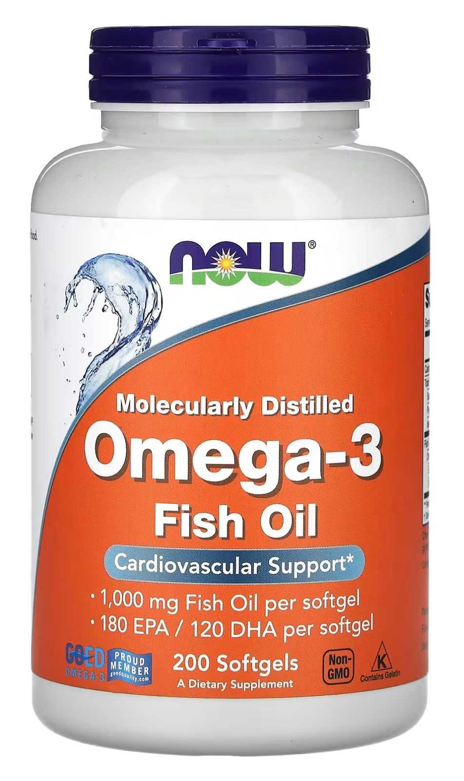 NOW Foods Destiladas Molecularmente Con Omega-3 30 Cápsulas Blandas