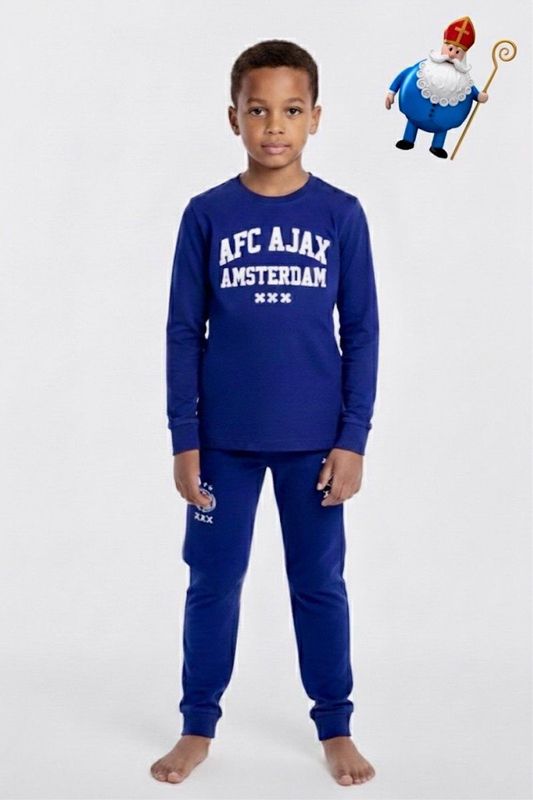 AFC Ajax Pyjama | Blauw | Maat 104/110 | Lange mouw | 100% katoen