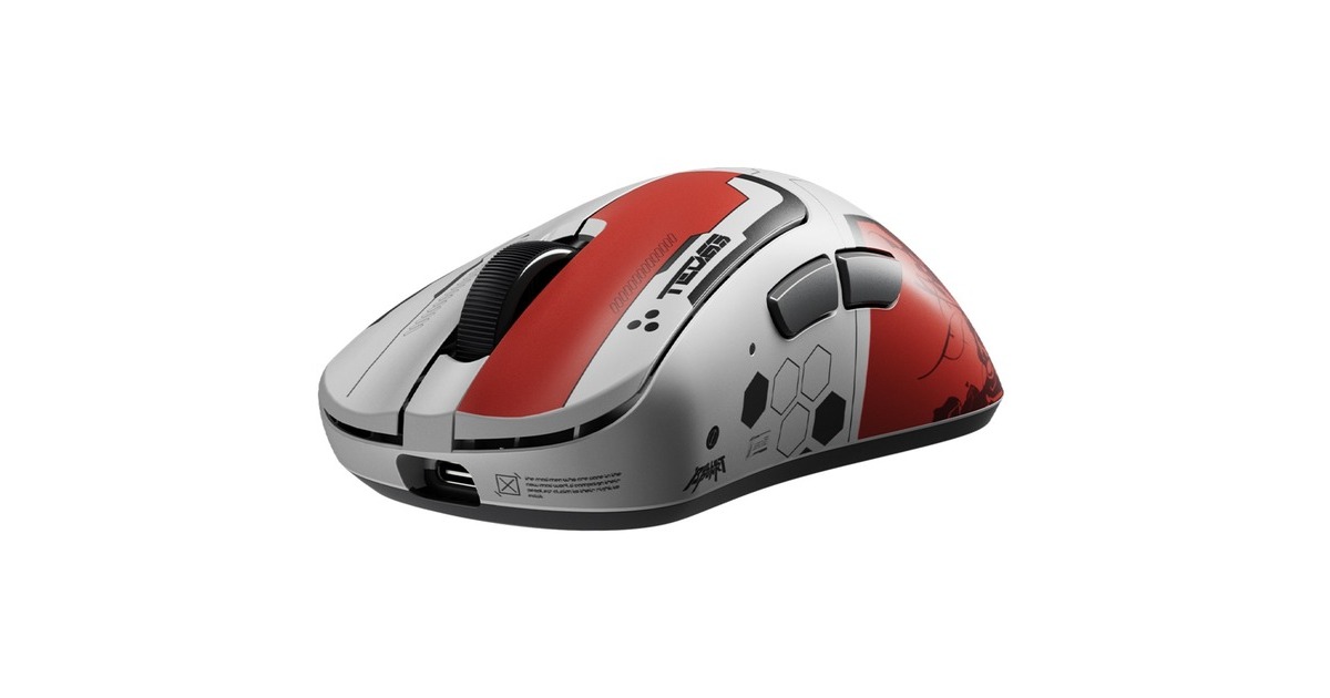 Pulsar[Quiccs Edition] Xlite v4 Mini Gaming Mouse  (Wit/rood, 32,000 DPI, 8000 Hz)