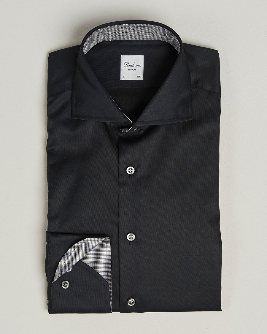 Stenströms Regular Fit Contrast Shirt Black