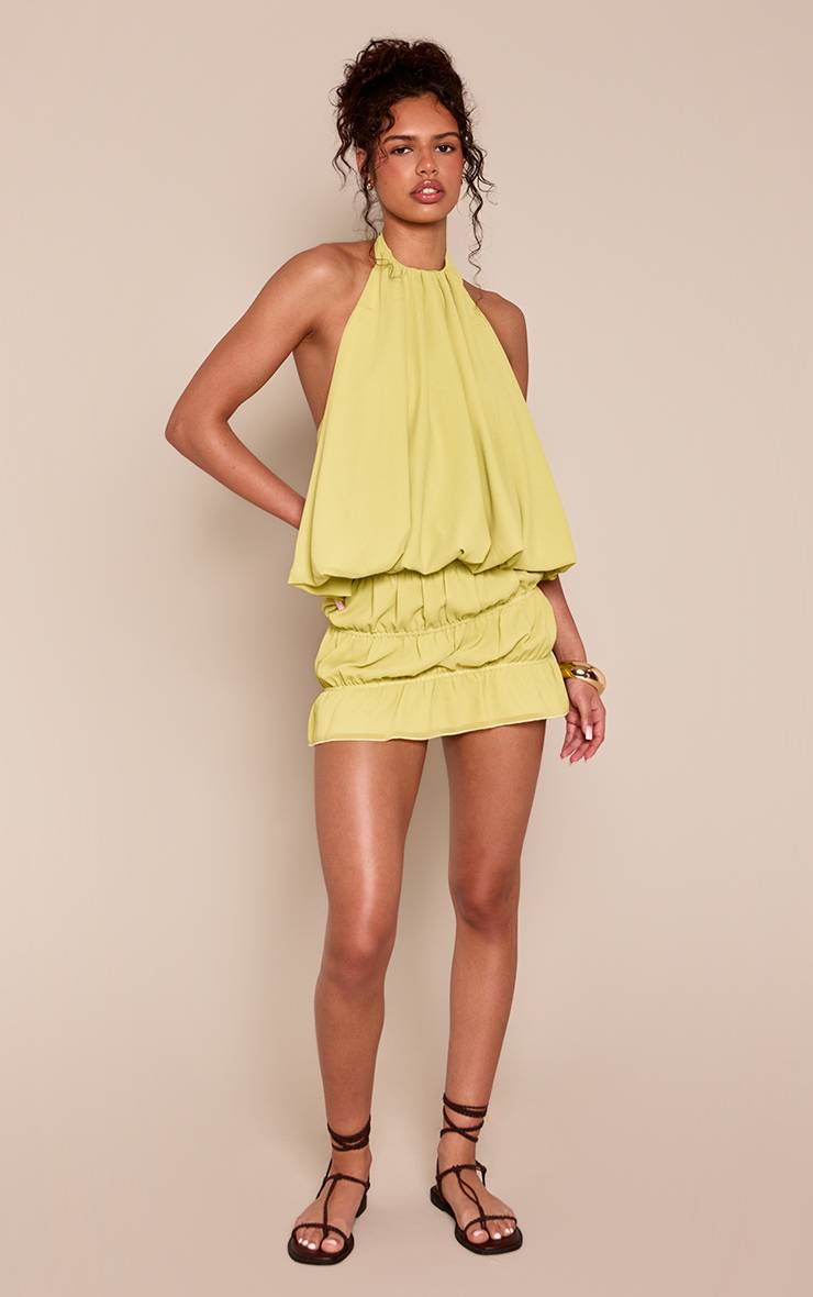 Citron Vert Ensemble Coordonné Haut Dos Nu Col Licou En Mousseline