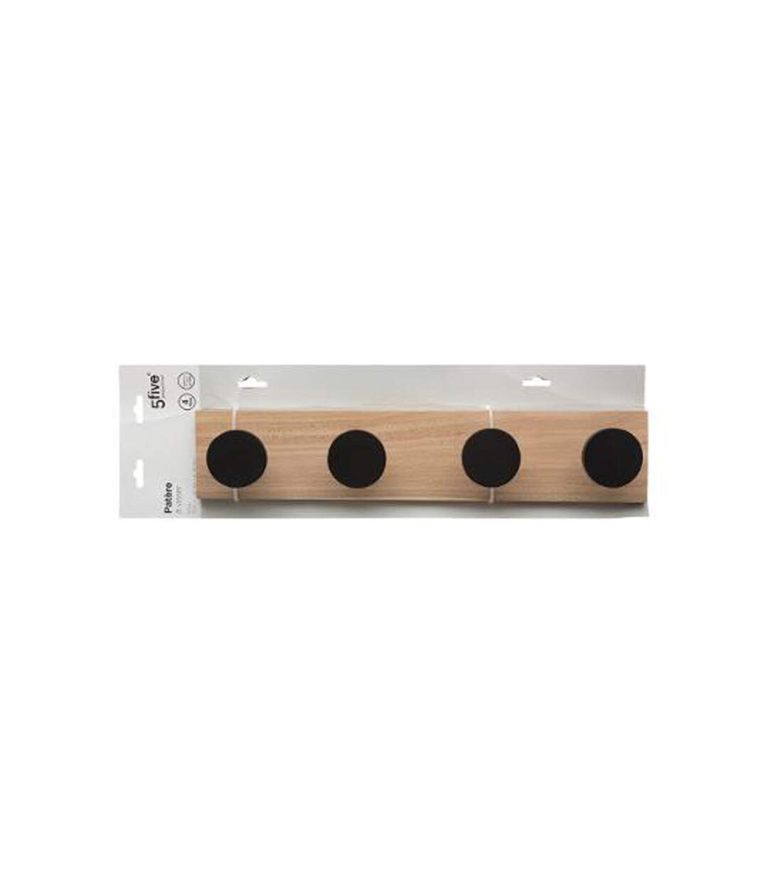 Patère en Bois 4 Têtes 40cm Noir