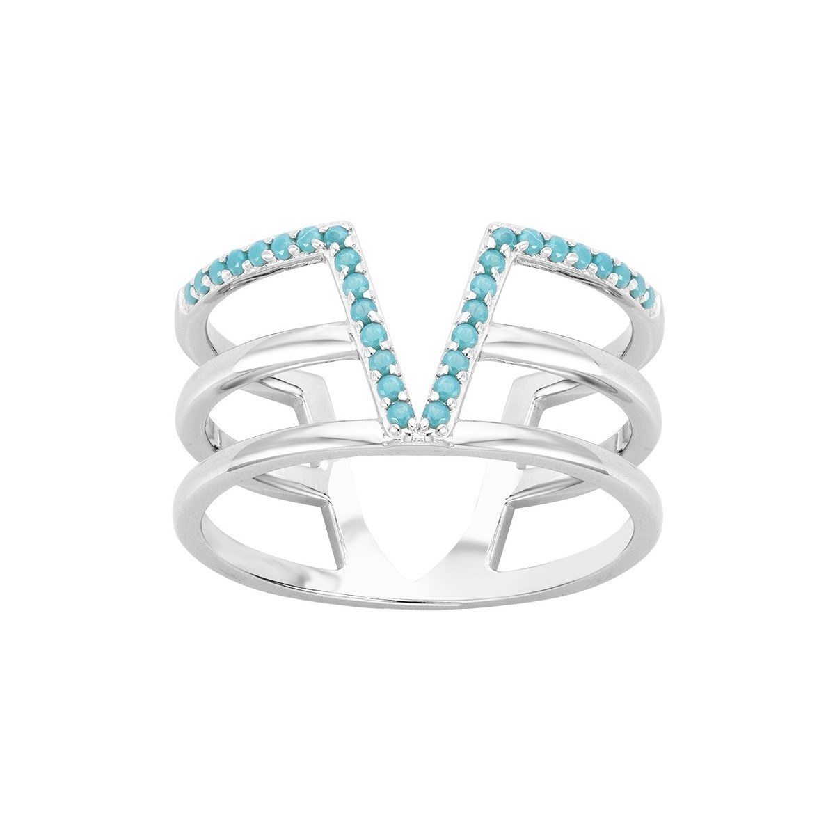 Bague en Argent 925 millièmes et pierre de couleur - blanc brillant