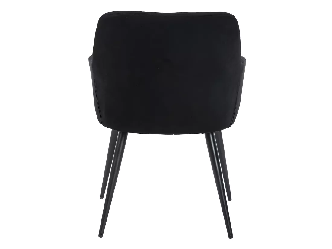 Lot de 6 chaises avec accoudoirs en tissu et métal - Noir - HEKA