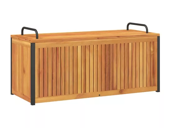 Boîte à coussins d'extérieur bois d'acacia solide et acier