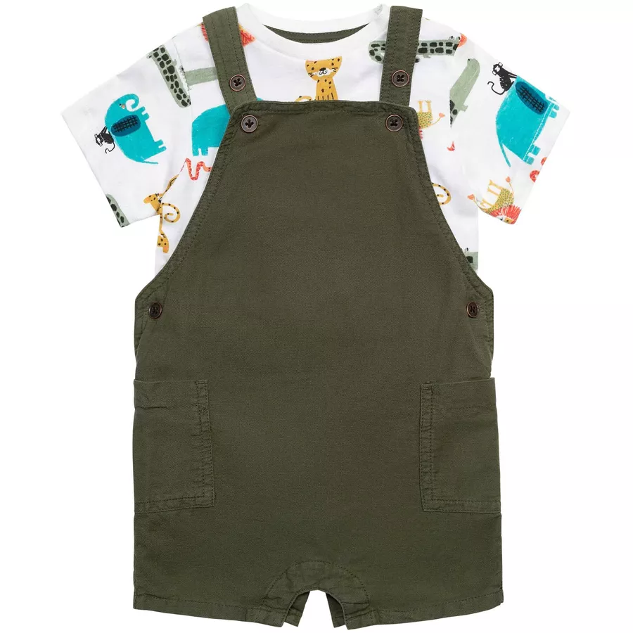 MINOTI T-Shirt und Shorts im Set KhakigrünWeiß