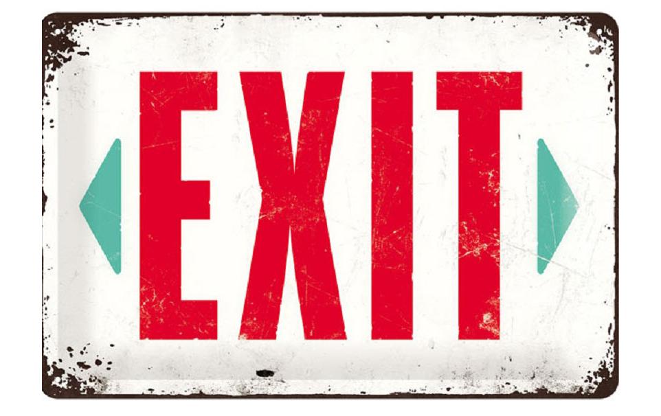 Schild Exit 20 x 30 cm, MetallBlechschild im Retro Design
