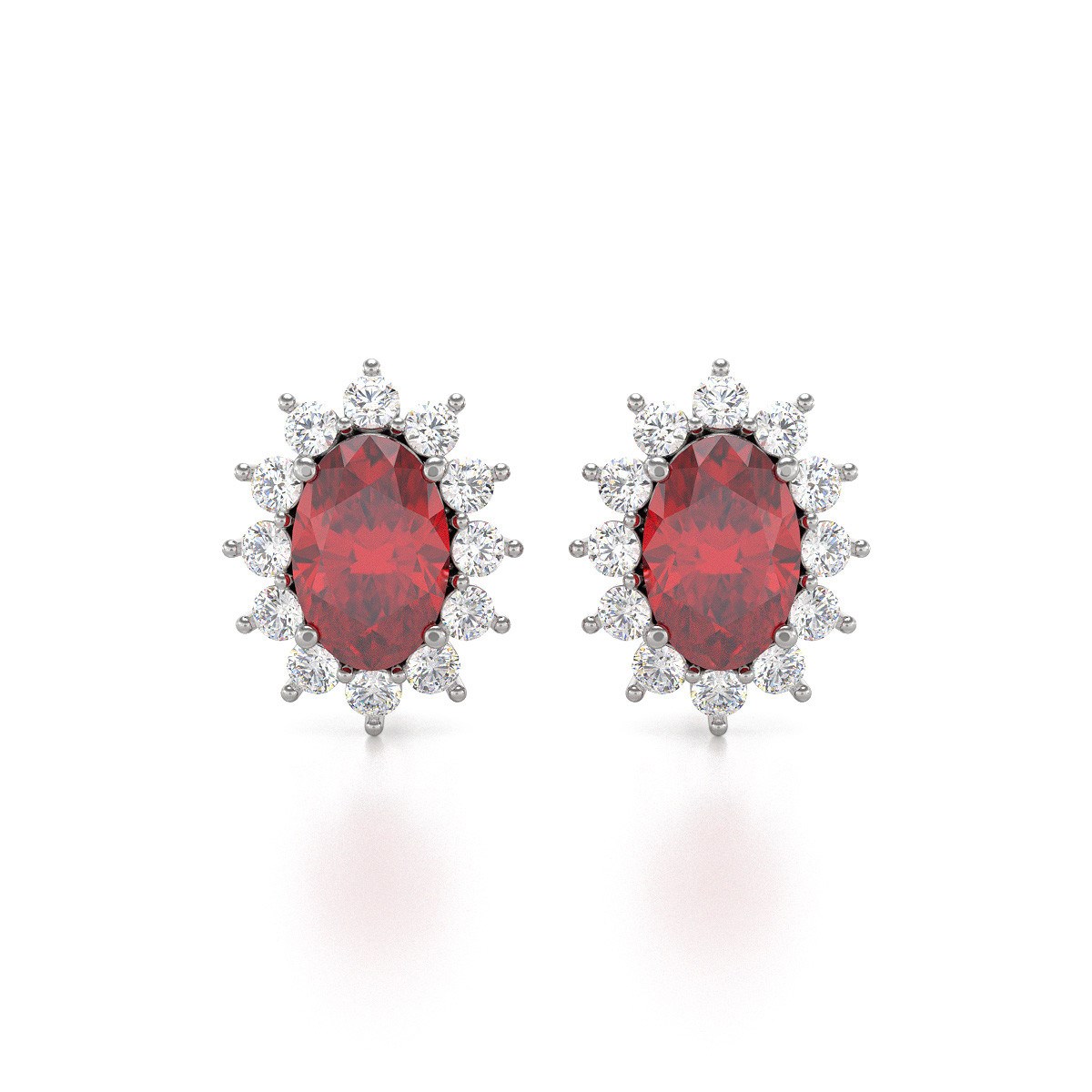 Boucles d'oreilles ADEN Marquise Rubis et Diamants sur Argent 925 1.4grs