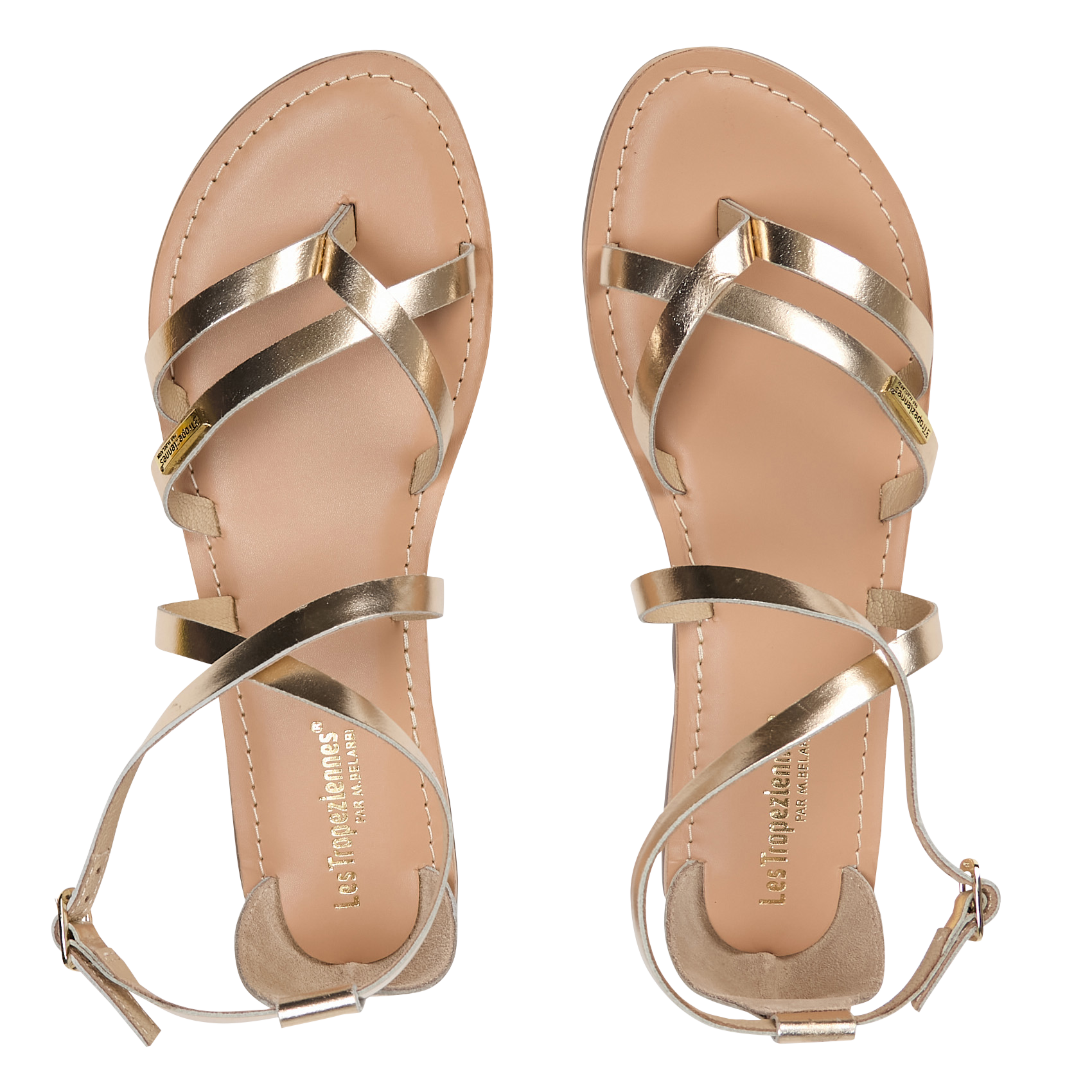 DAROZ - Sandales plates en cuir métallisé | Doré